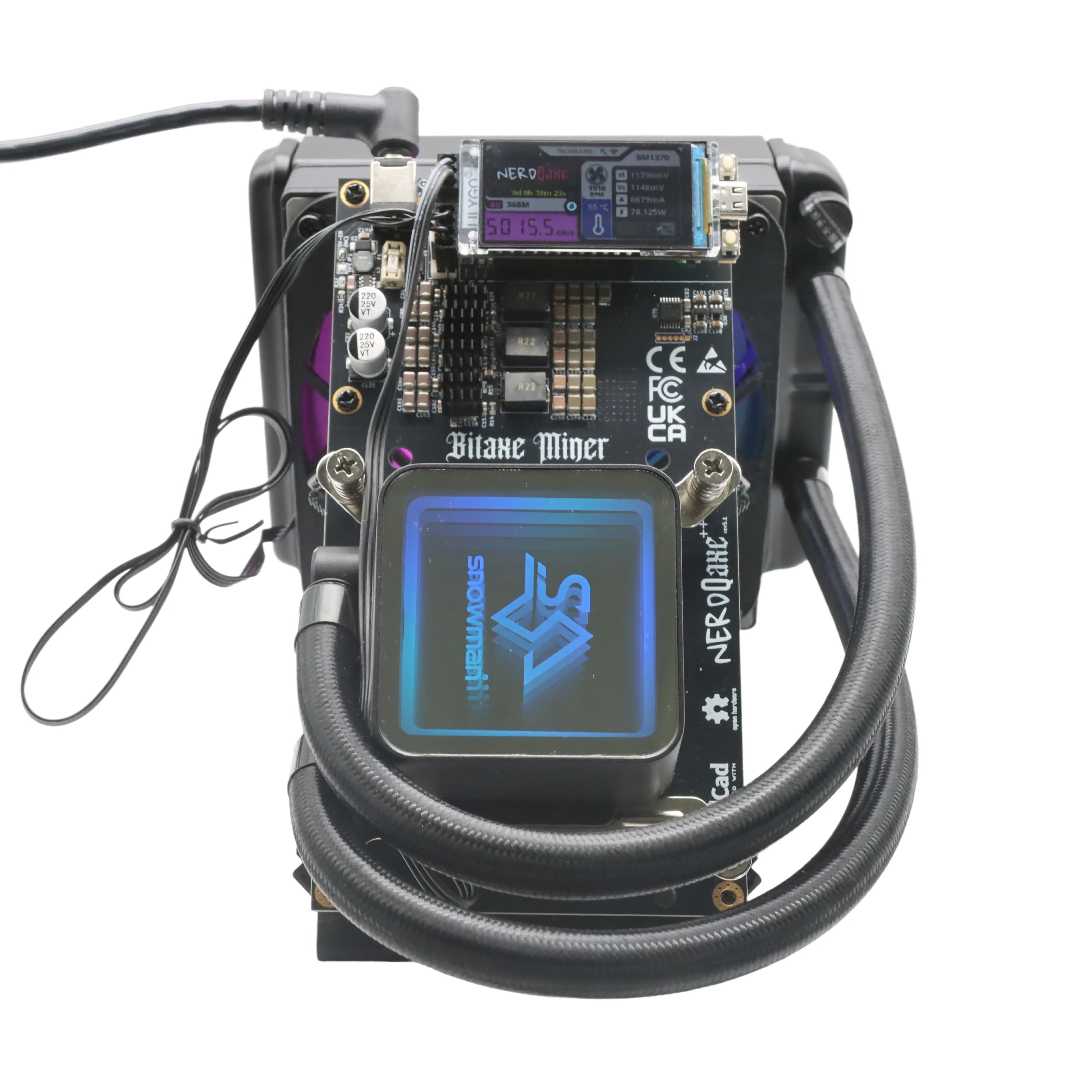 Brand New NerdQaxe++ Hydro 4.8TH/s 60W BTC Miner 15J/Th 4*BM1370 ASIC Chips, 2.4G WiFi Crypto Machine Open-Source Miner