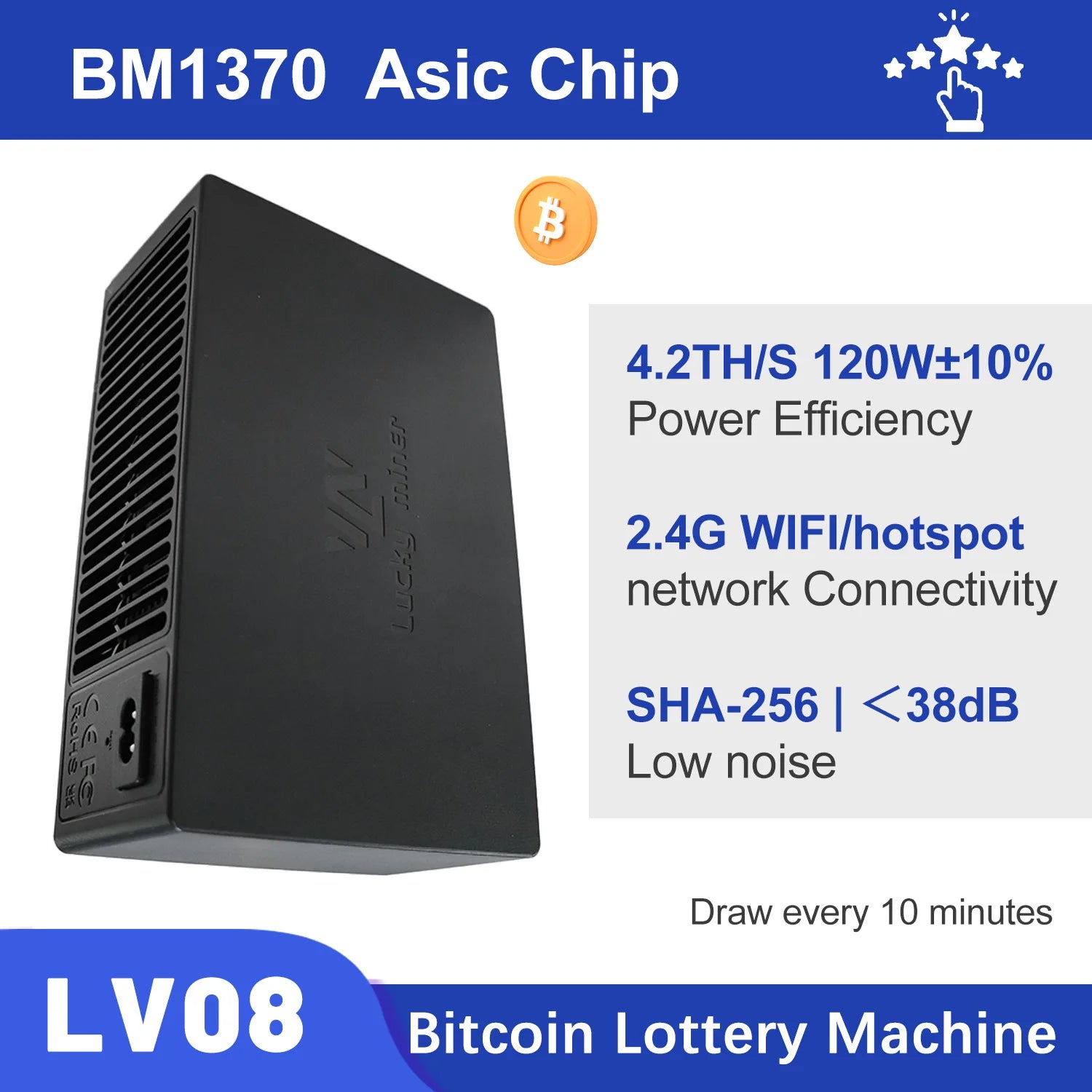 LV08 Bitcoin Miner 4.2TH/S 120W Efficient Miner Bitcoin Miners SHA256 Home Solo Mining Machine