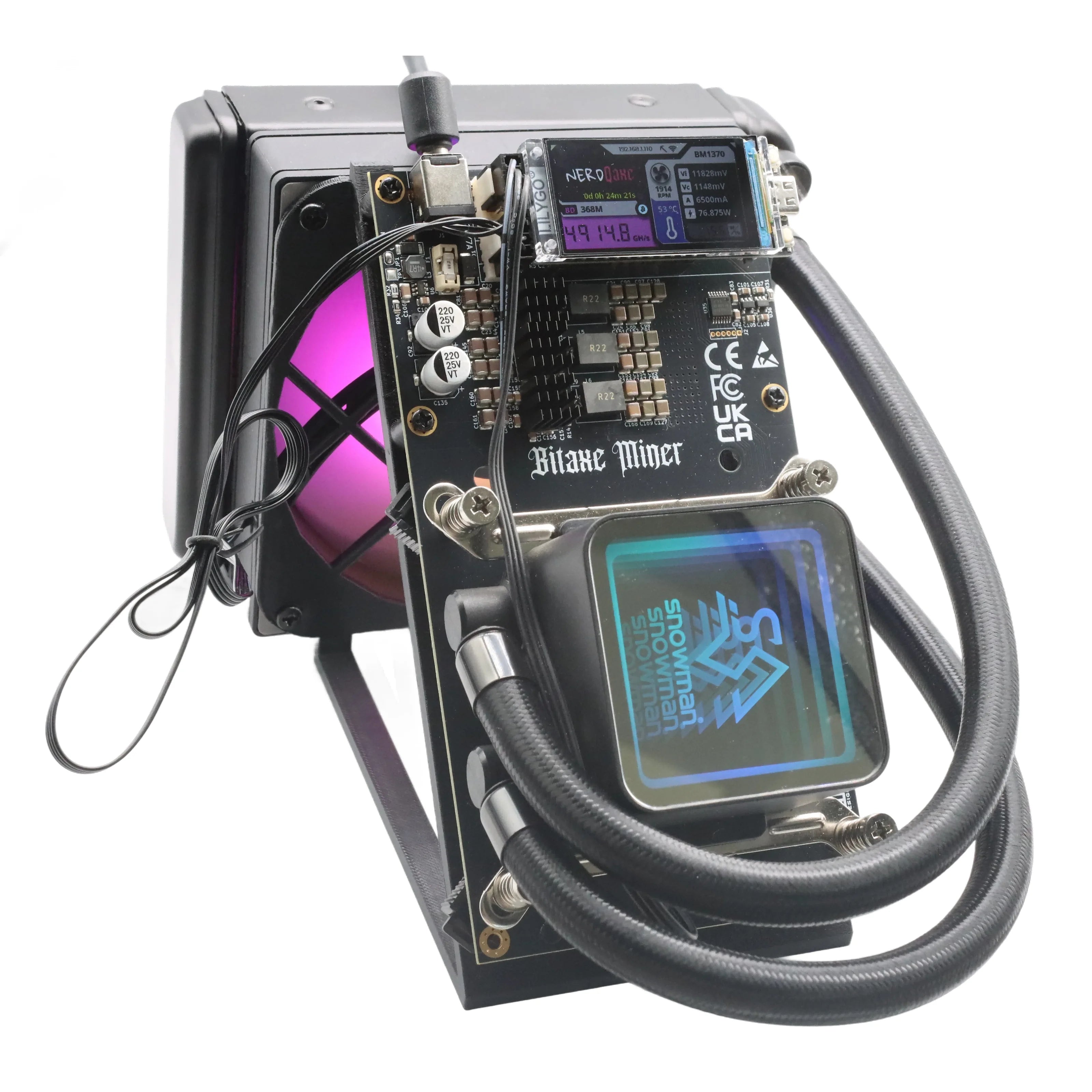 Brand New NerdQaxe++ Hydro 4.8TH/s 60W BTC Miner 15J/Th 4*BM1370 ASIC Chips, 2.4G WiFi Crypto Machine Open-Source Miner