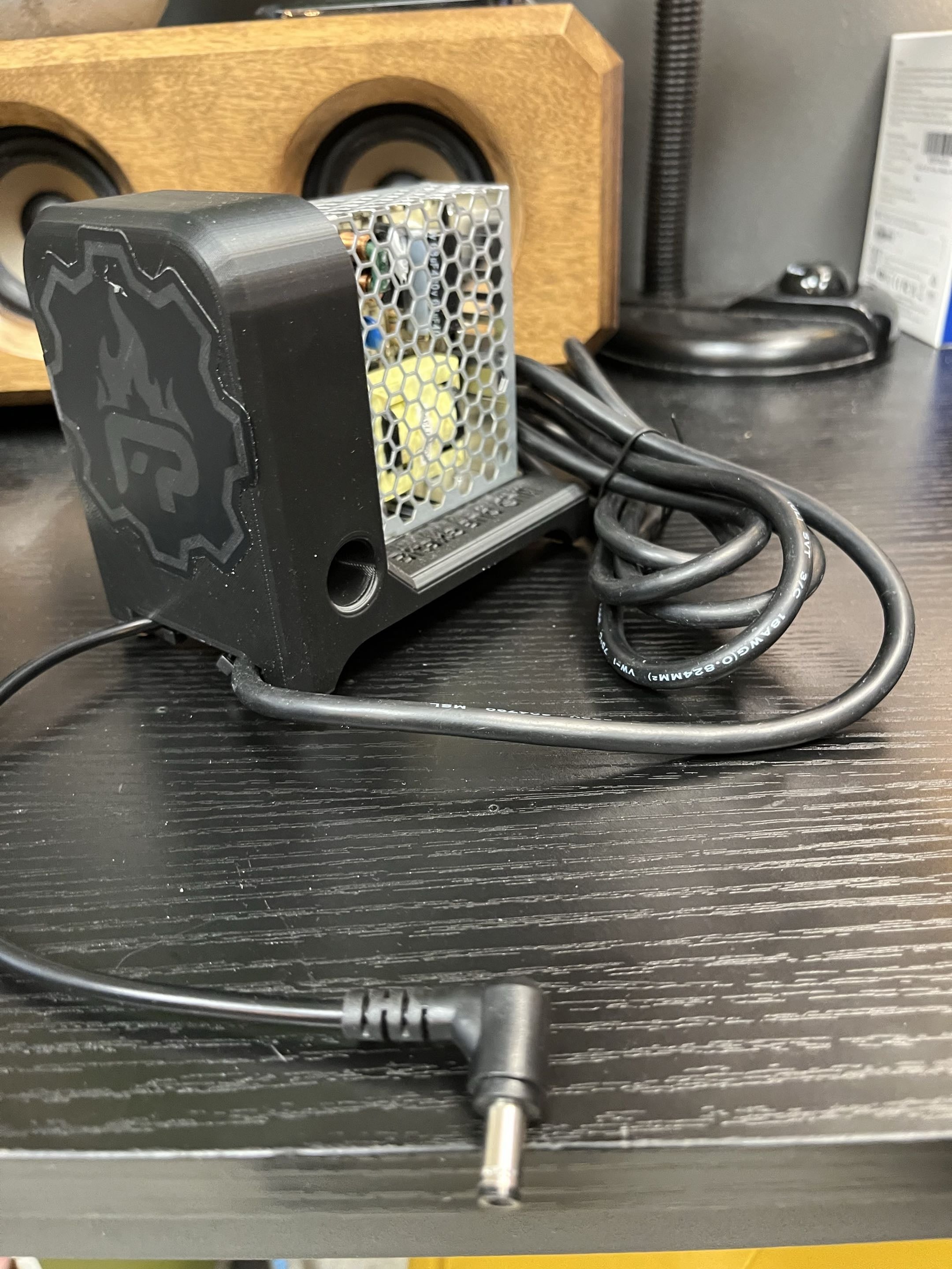 Meanwell PSU with custom black stand.