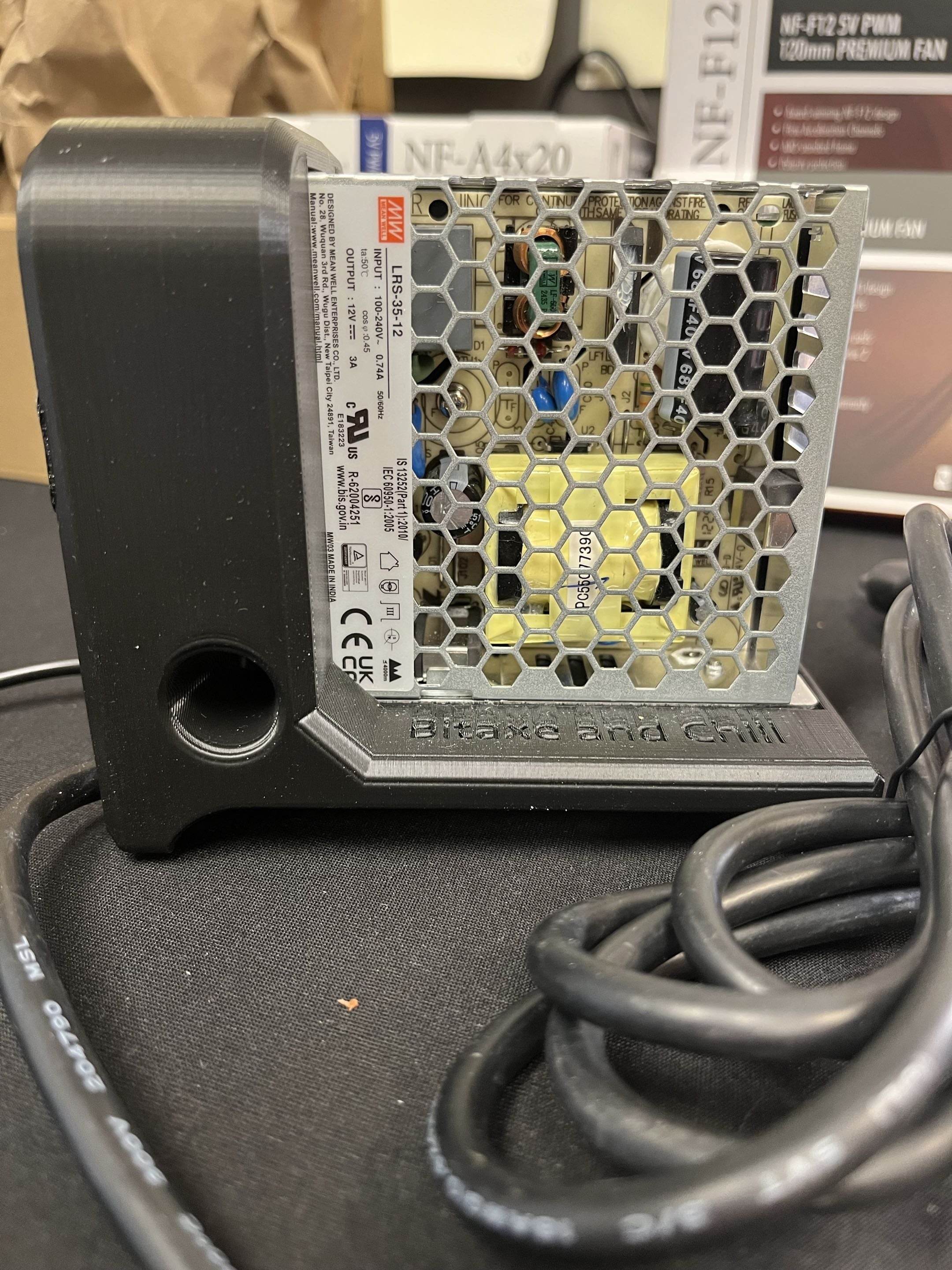 Meanwell PSU with custom black stand.